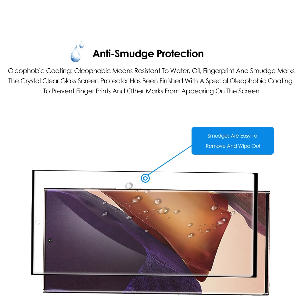 

Qosea 2 Pcs Tempered Glass Phone Screen Protector For Samsung Galaxy Note20 Note20+ 9H 4D Full Film Cover Anti-Scratch Front