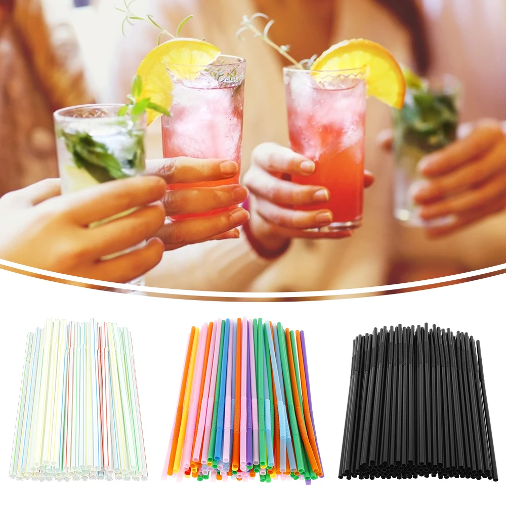

100 шт., разноцветные радужные соломинки в полоску