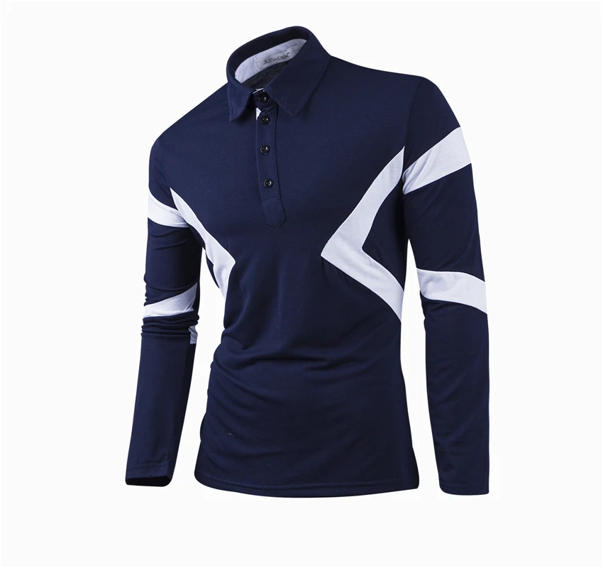 

New arrival 2021 Autumn winter Casual Men long sleeve POLO shirt men black white blusas Men's leisure patchwork shirts