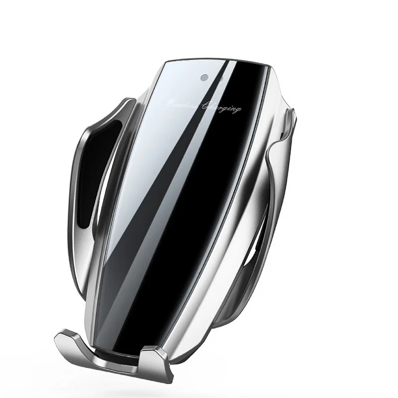 Silver Автомобильное беспроводное зарядное устройство для iPhone XS Max XR X 8 samsung S9 S8 S10 Автоматический Инфракрасный датчик Qi 10 Вт Быстрая зарядка Автомобильный держатель для телефона - Тип штекера: Silver