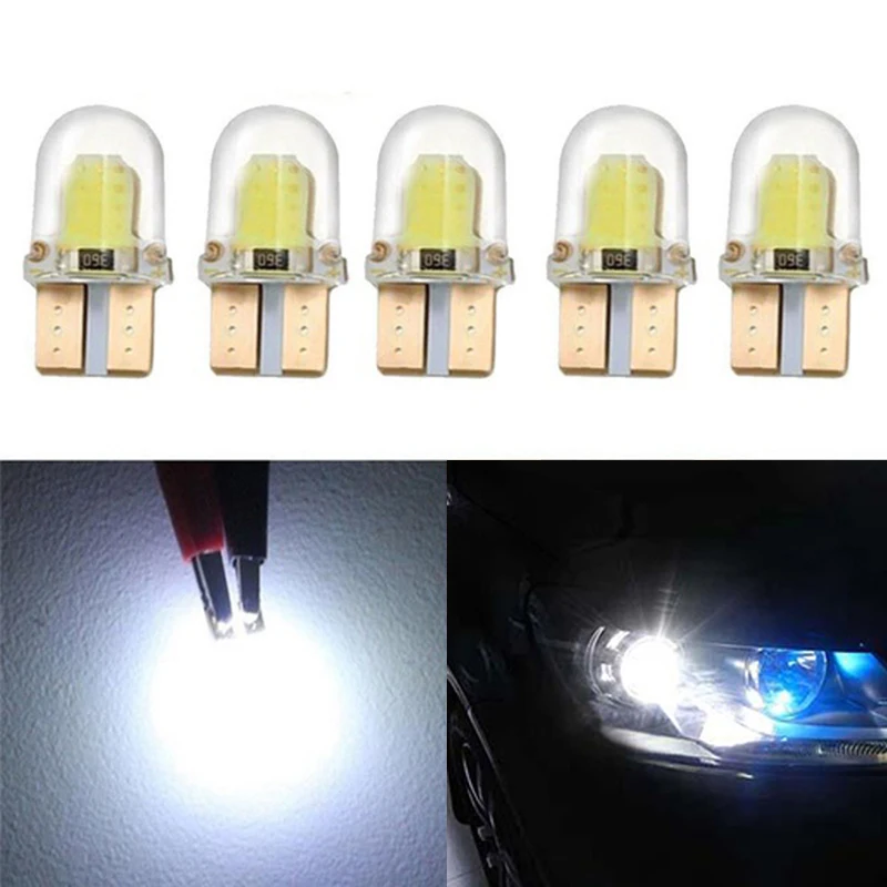 10 шт. светодиодный T10 W5W COB SMD CANBUS яркая кварцевая белый лицензионный светильник