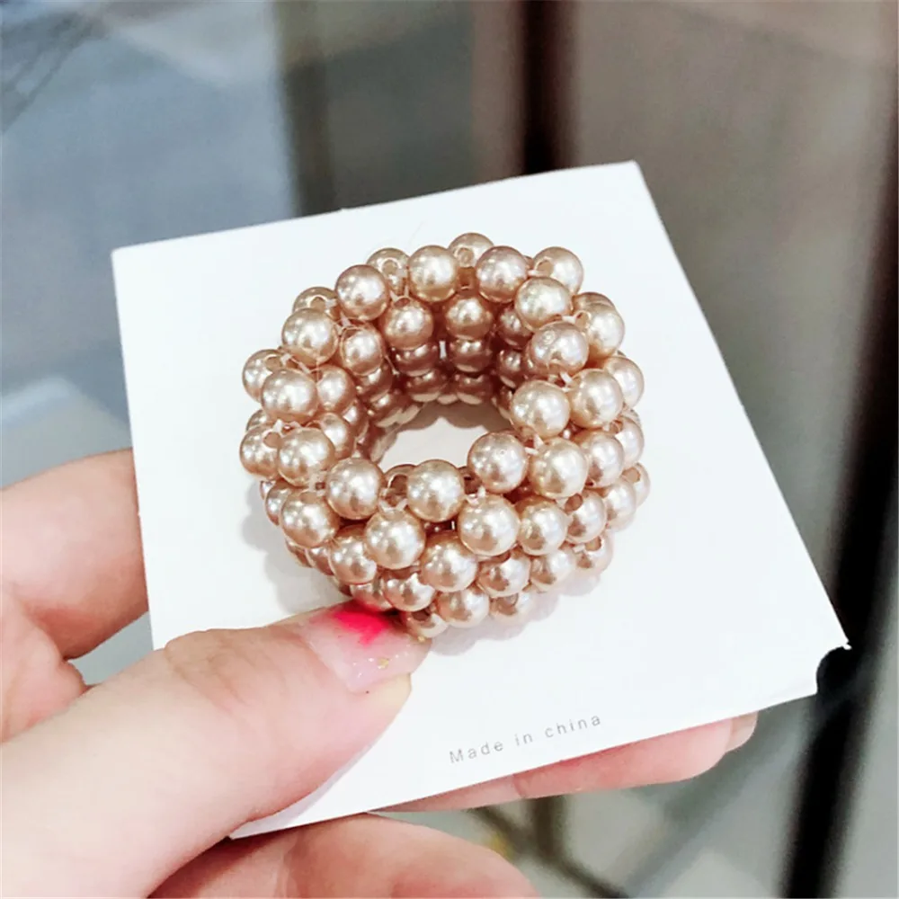 Жемчужные бусы Scrunchies модная эластичная, для волос веревки для женщин хвост держатели резины