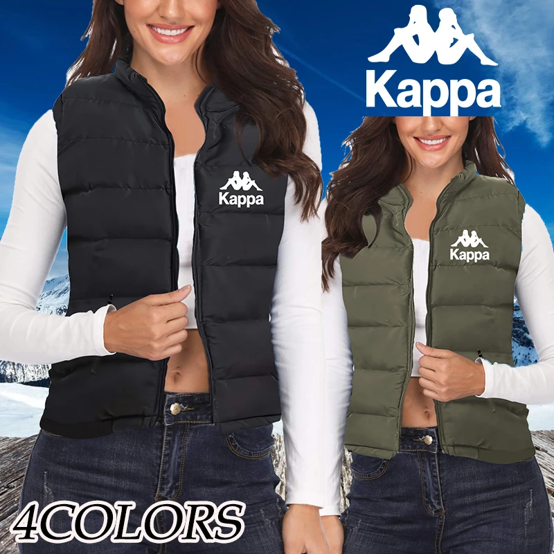 

Autumn/Winter Kappa Printing Stand-collar Cotton Sleeveless Women Jacket Vest Oversized Ensemble Jogging Pure Cotton Vest Female