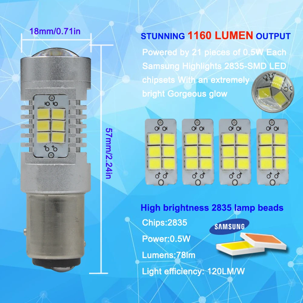 6000K белый P21 5W светодиодный без ошибок 1157 BAY15D P21/5W светильник для 2015 2016 2017 Jeep Renegade