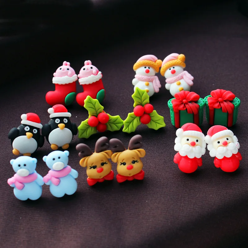 

HUANZHI 2021 новые рождественские милые серьги-гвоздики с Санта-Клаусом, оленем, снеговиком для женщин и девушек, подарки для путешествий