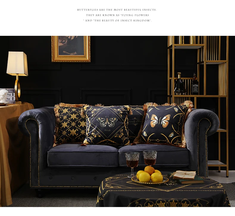 

Classical European Geometric Velvet Tassel Cushion Cover Pillow Cover Pillowcase Home Decorative Sofa Throw Pillows Living Room