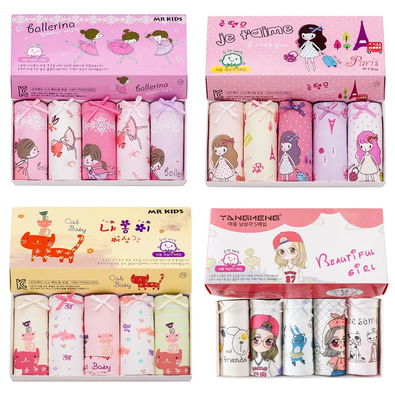 5 шт./лот детские трусики шорты для девочек От 1 до 14 лет хлопковые дышащие с бантом