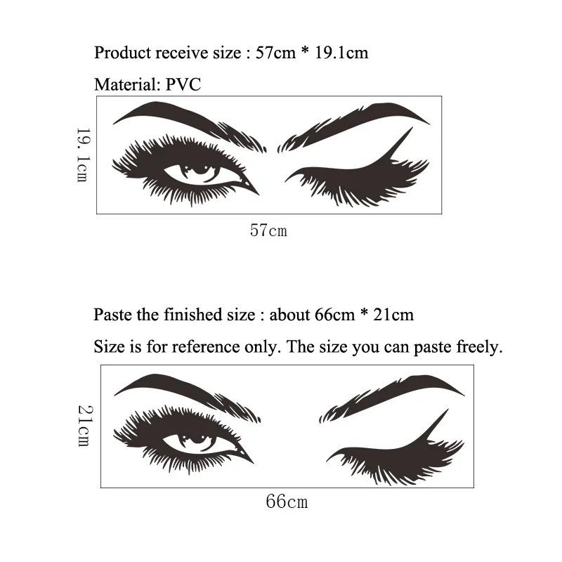 1 шт. Декор для дома из ПВХ креативные наклейки на стену красивые ресницы стикер