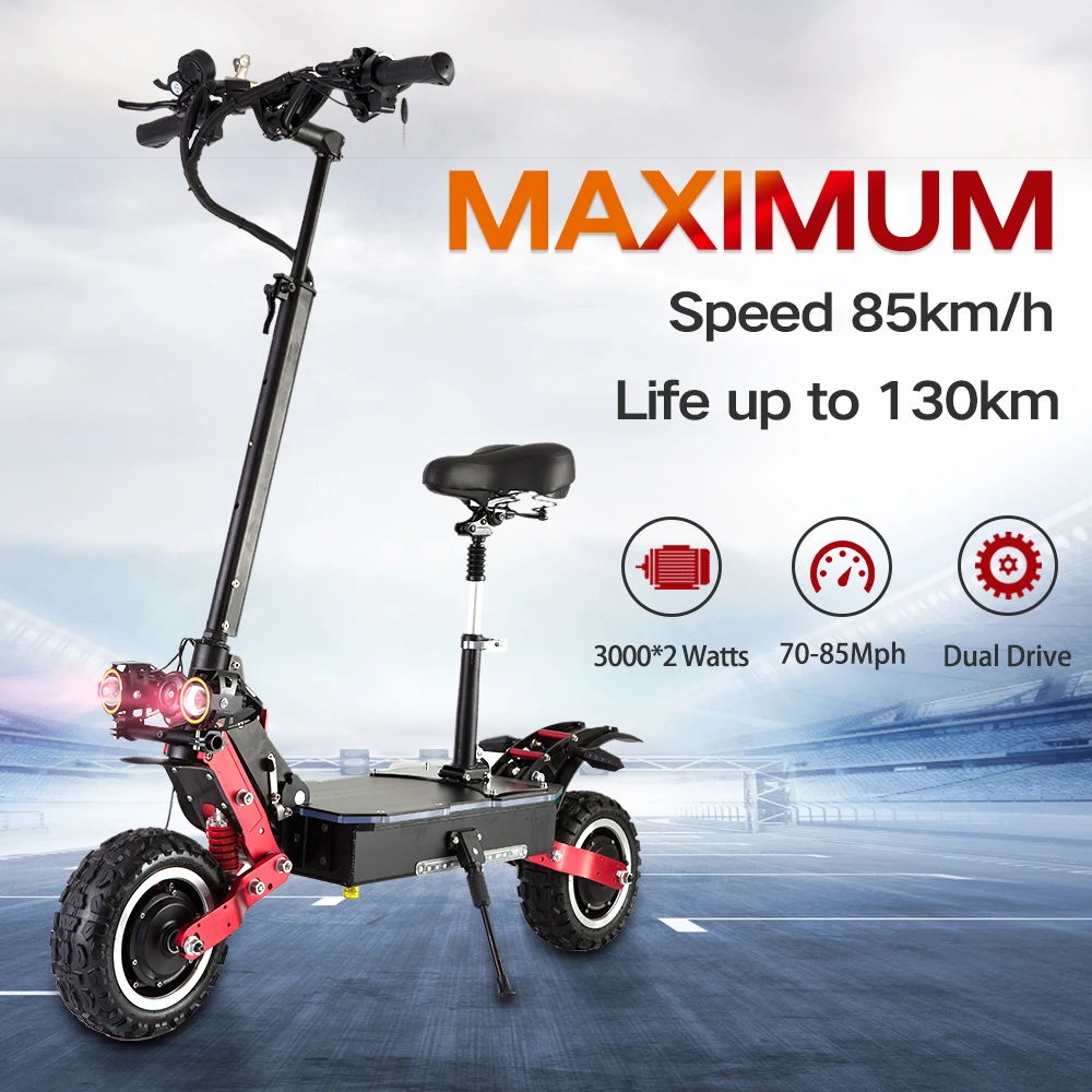 

Electric Scooter Adult,5600W Moter Fast Foldable bicycle, Max Speed to 80km/h 11inch vacuum off road tire e bike kick scooter