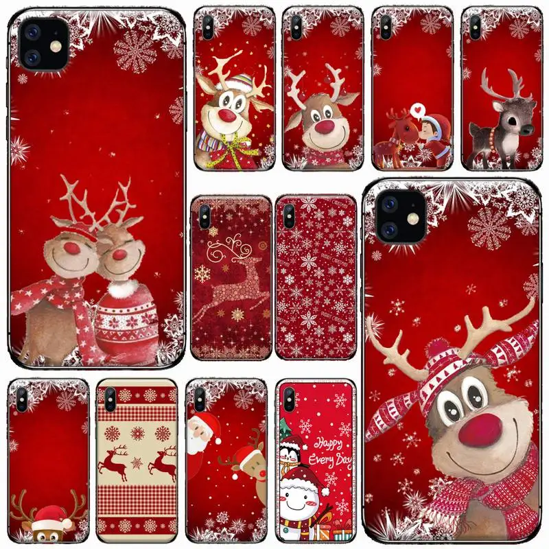 

Marry Christmas New Year Deer Phone Case for iPhone 11 12 mini pro XS MAX 8 7 6 6S Plus X 5S SE 2020 XR Luxury brand shell funda