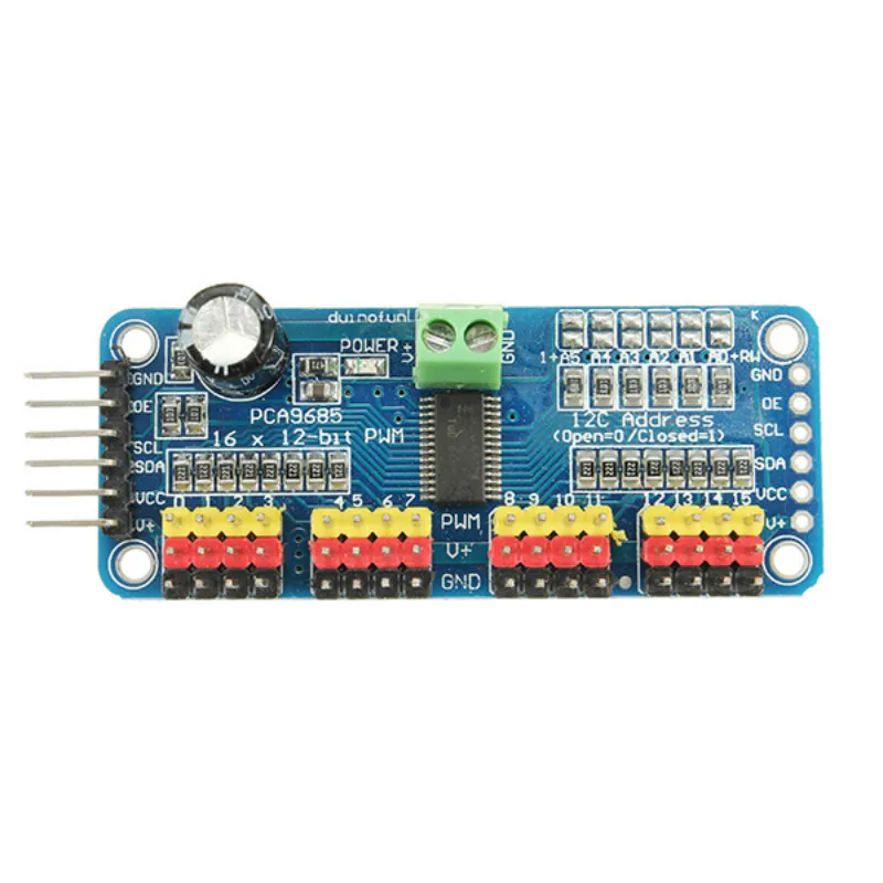 PCA9685 16 канальный 16CH 12 битная ШИМ водитель серводвигателя I2C модуль для Arduino робот