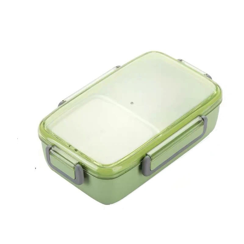 green box Пищевой контейнер для микроволновой печи Ланч-бокс независимая решетка для контейнер для обеда ребенку портативный герметичный Bento box Контейнер для пищи с подогревом - Цвет: green box