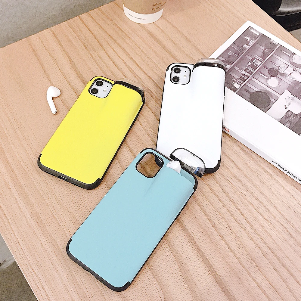 Multifunction Phone Case For iPhone 6S Plus 7 8 11 Pro Max Silica Gel Cover Xs Xr X Two In One Earphone case |