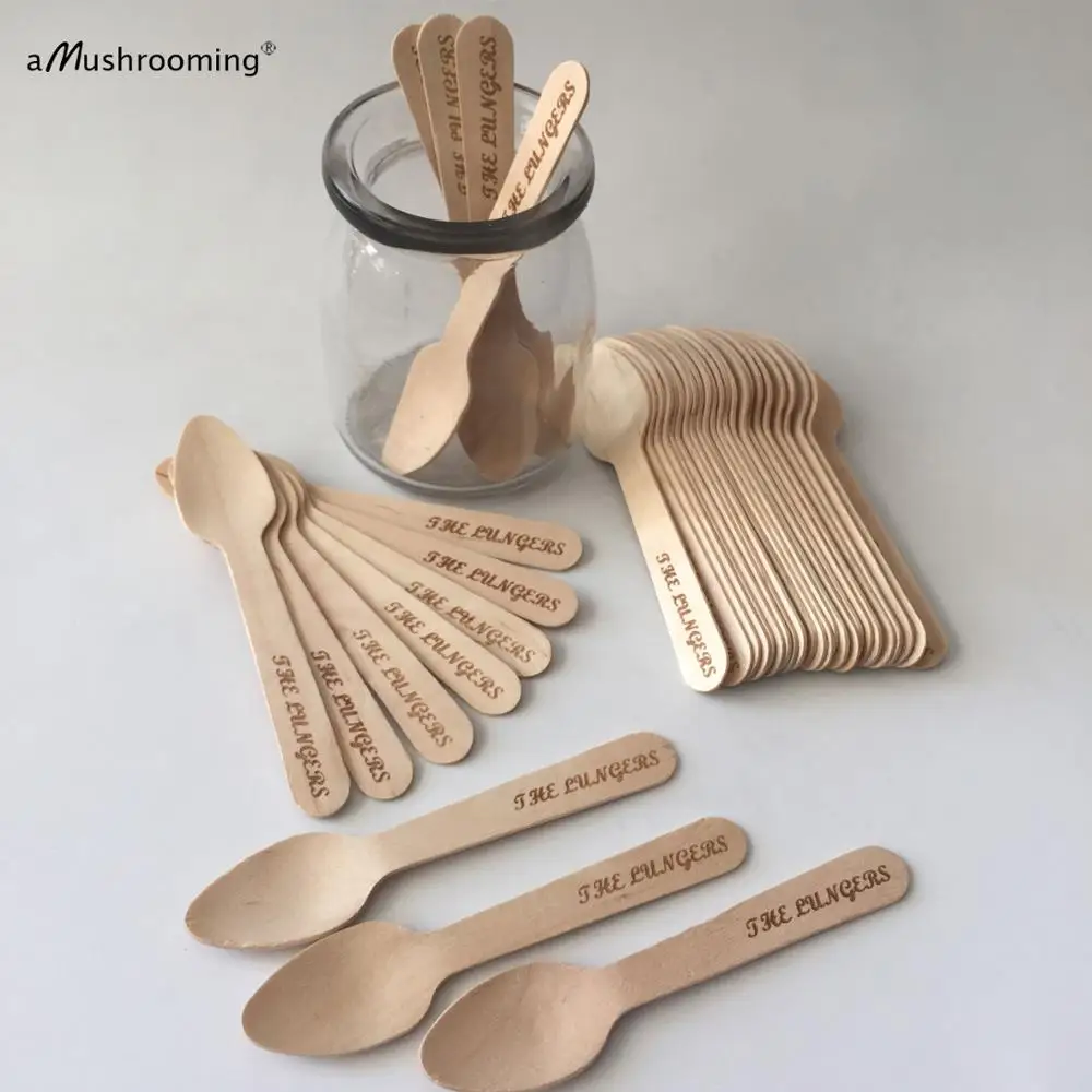 

Wholesale Disposable Birch Wood Mini Spoons Desserts Coffee Tea Spoons Candy Bar Tableware Ice Cream Party Event Taster Scoops