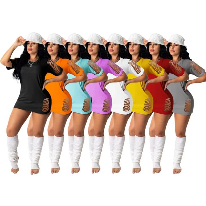 

ZKYZWX Sexy Plus Size Summer Dresses Short Sleeve Club Outfits for Women Casual T Shirt Tops Bulk Items Wholesale Mini Dress
