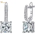 Wong Rain, 100% Стерлинговое Серебро 925 пробы, 2,28 карат, принцесса, огранка, моиссанит, драгоценный камень, Свадебные обручальные висячие серьги, ювелирные украшения