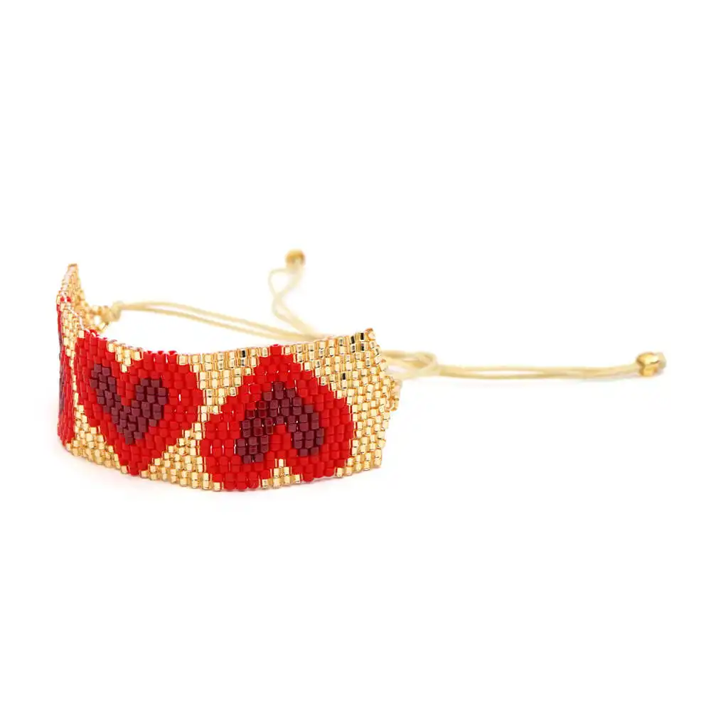 

Rttooas Red Heart Charm Bracelets Fashion Crystal Tassel Bracelet Pulseras Mujer Moda 2020 MIYUKI Beaded Handmade Woven