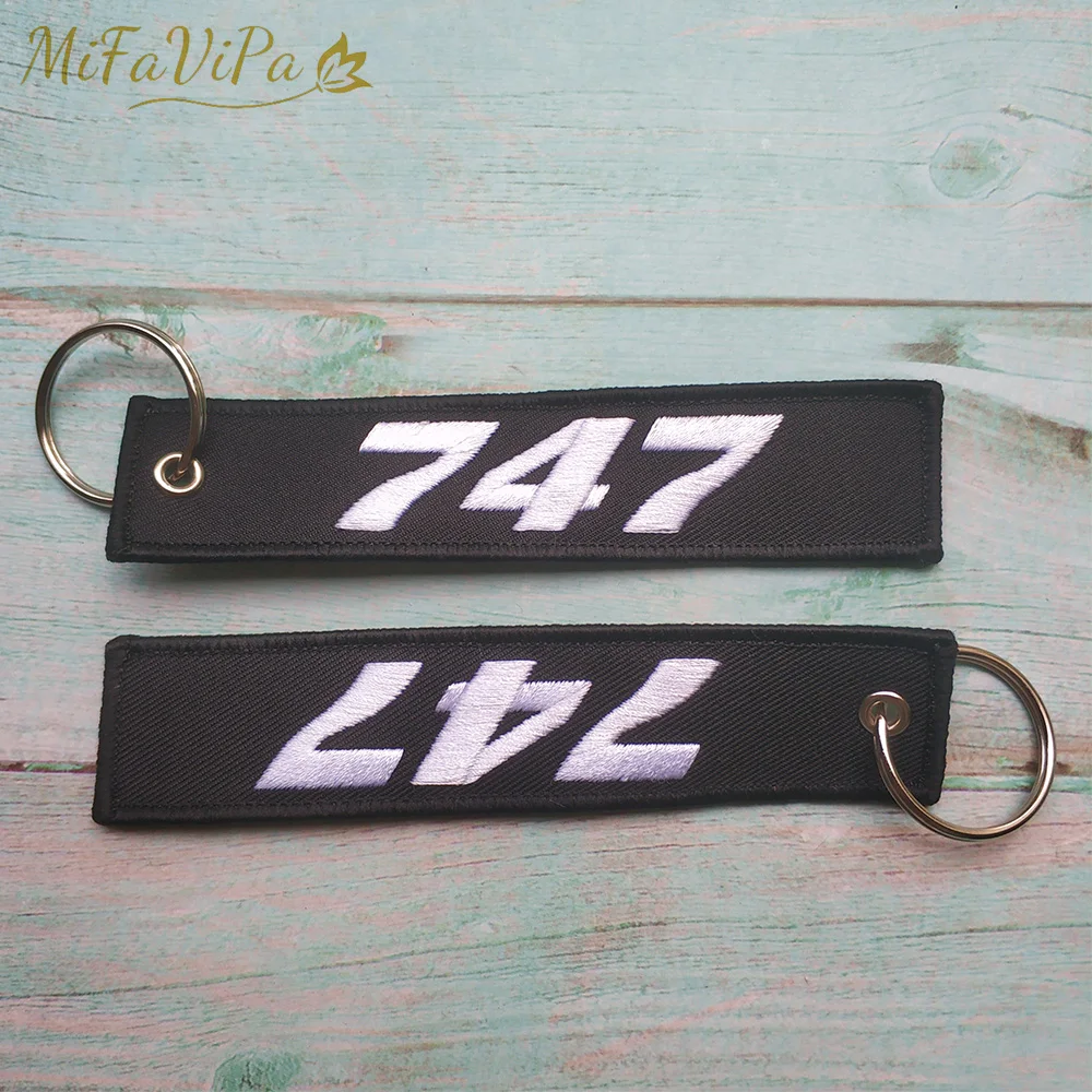 MiFaViPa Black White Boeing 747 Fashion Trinket Keychain Strap Embroidery Aviation Key Chain for Men Gift Luggage Tag Keyrings | Украшения