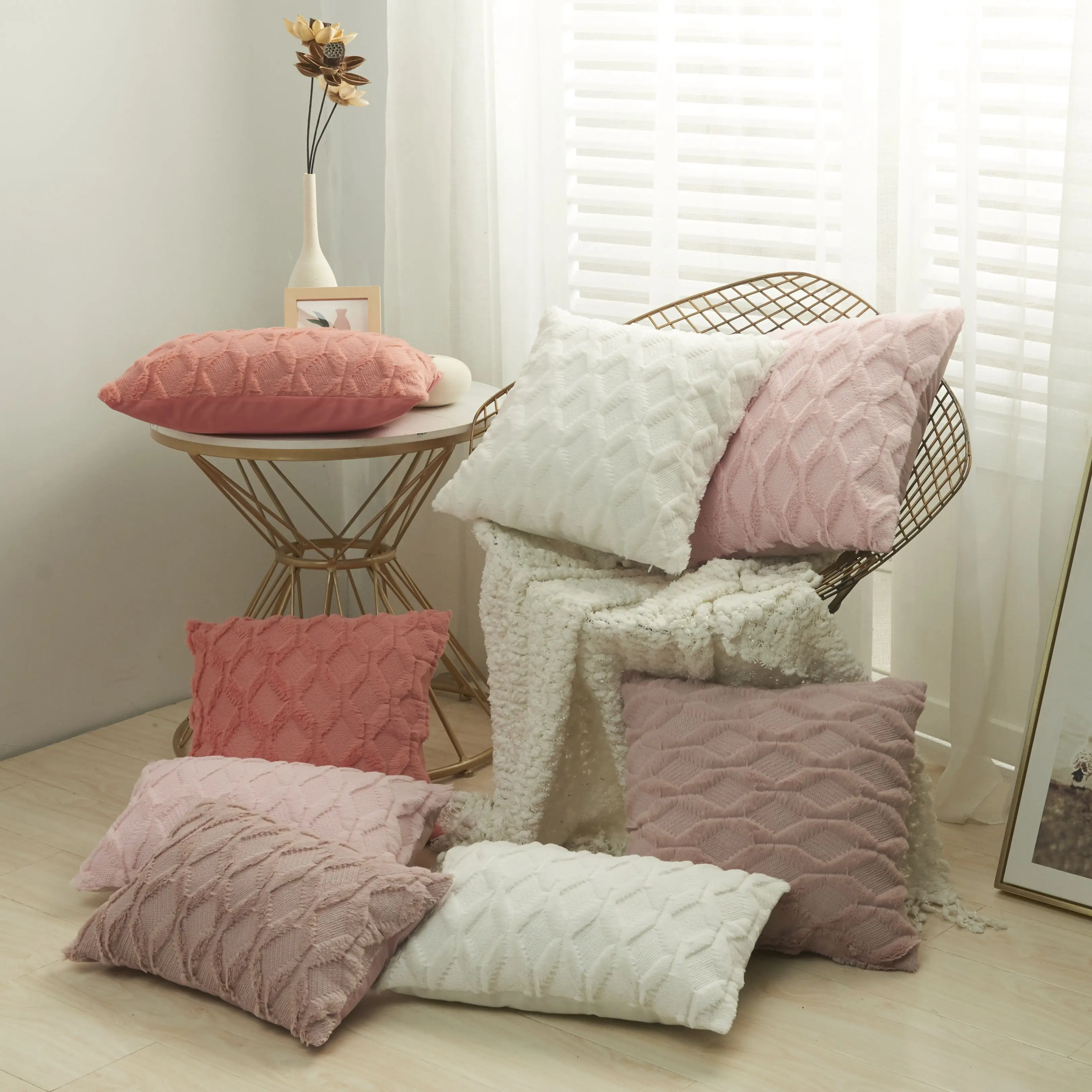 

Geometric Pillowcase Decorative Plush Tuft Pillow Cover Soft Solid Color Cushion Cover Bed Sofa Nordic Home Decor
