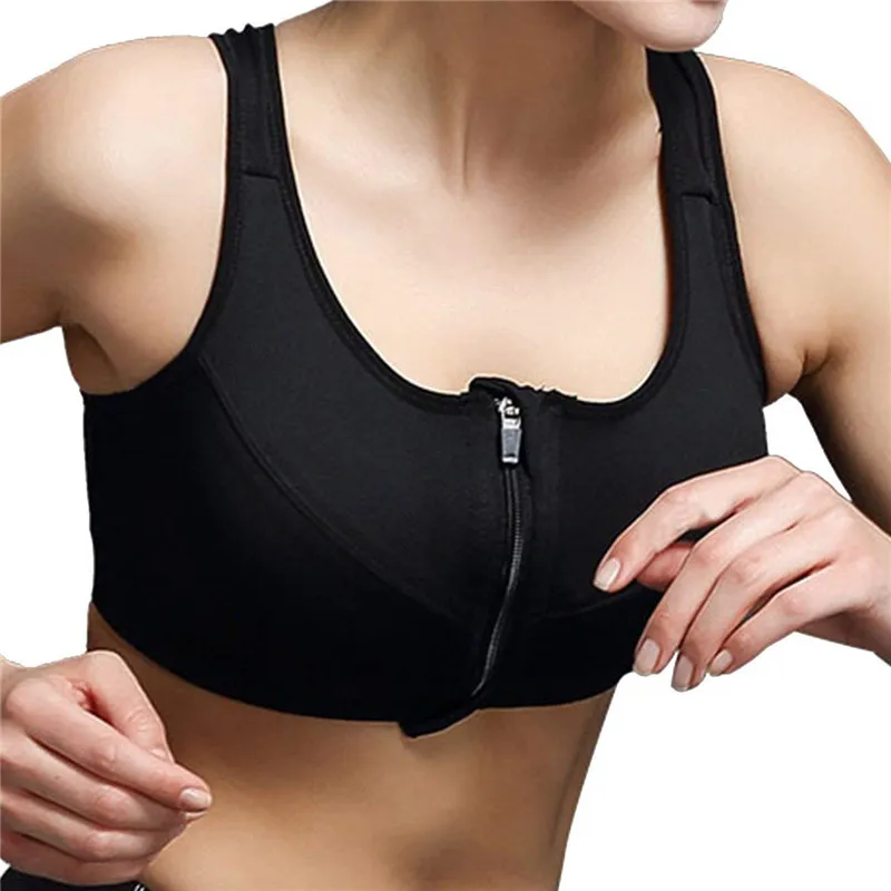 Sanderala Для женщин Фитнес Йога Sportsbra передняя молния топы бюстгальтер без косточек M