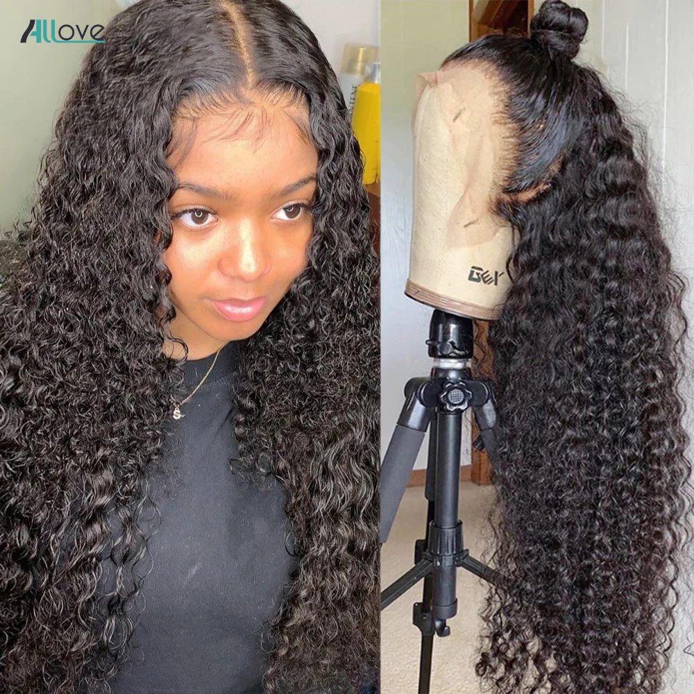 

Allove Curly Human Hair Wig 13x4 Lace Front Human Hair Wig Mongolian Transparent Lace Wigs 4x4 Closure Wigs For Women Human Hair