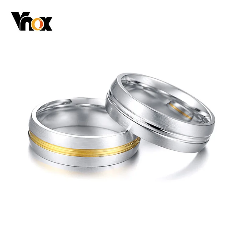 Классические кольца для пар Vnox простые обручальные из нержавеющей стали мужчин и