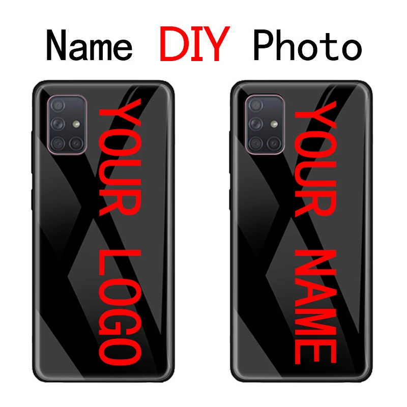 

Customized Tempered Glass Phone Case for Samsung Galaxy A21S A51 A71 A50 A70 A10 A20 A30 M31 M21 M51 A51 A71 5G DIY Cover Shell
