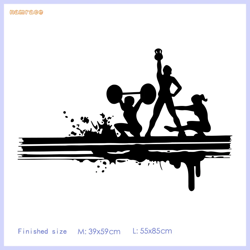 Виниловая вырезка для фитнеса клуба женского здоровья бодибилдинга гантели обои