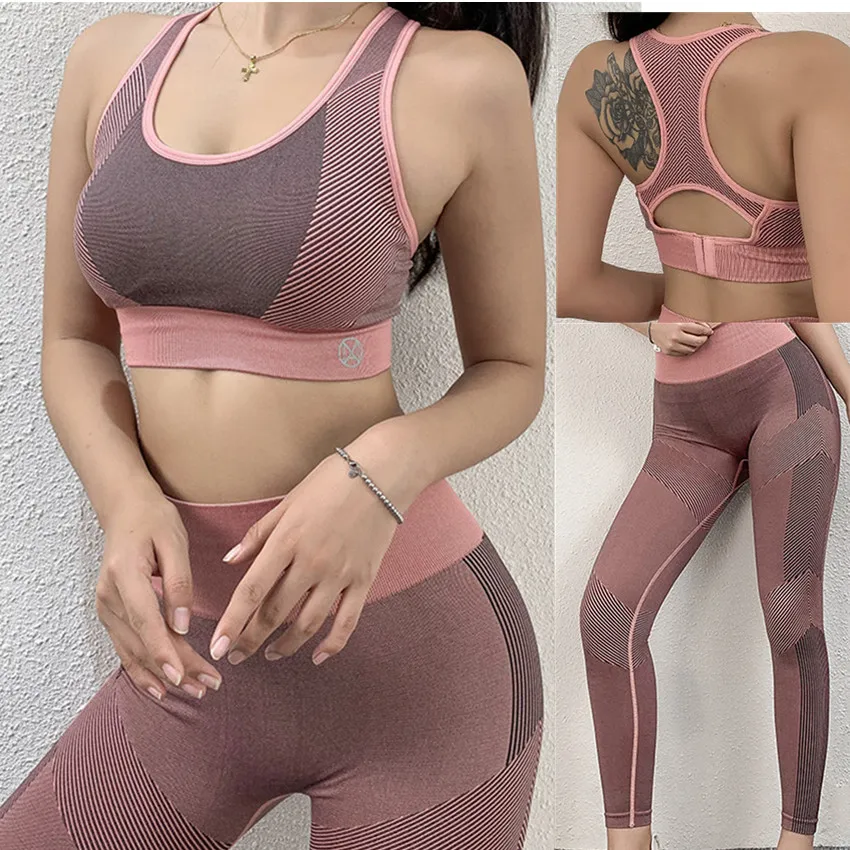 2 шт. комплект для йоги с эффектом омбре спортивный бюстгальтер леггинсы женская
