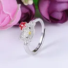 Модное изысканное кольцо с платиновым покрытием Hello Kitty ювелирное изделие открытое регулируемое обручальное Подарочное кольцо праздничный подарок