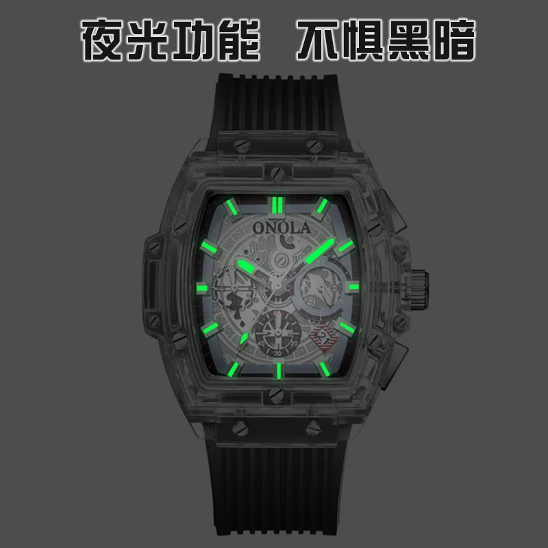 

Transparent Shell Multi-function Luminous Fashion Men's Watches Ladies Watch Silicone Band Quartz Movement Leisure Sports Watch