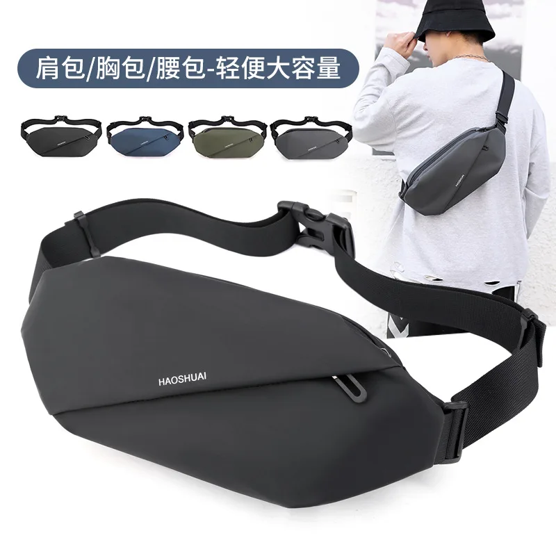 

New men's waist bag outdoor running mobile phone bag multifunctional large capacity chest bag leisure One Shoulder Messenger Bag