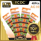 40 шт. 1,55 в AG10 LR1130 щелочная батарея для монет AG 10 SR54 189 389 SR1130 L1131 G10A батарейки для часов игрушки