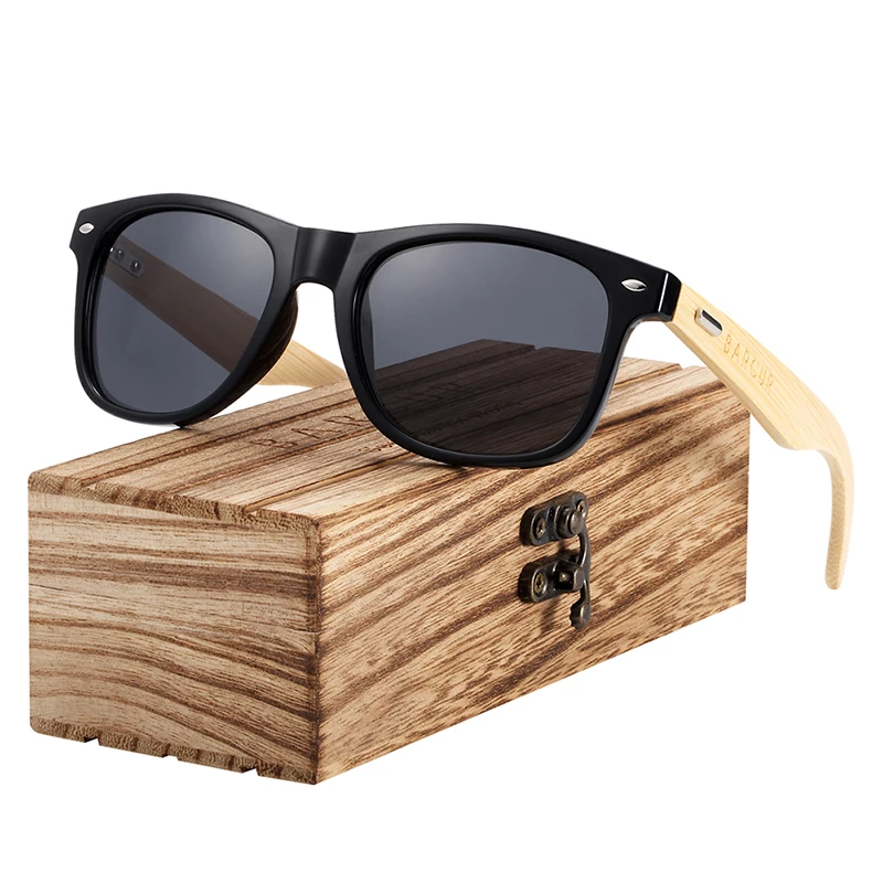 Black Wood BARCUR поляризационные бамбуковые солнцезащитные очки мужские деревянные Солнцезащитные очки женские брендовые оригинальные деревянные очки Oculos de sol masculino - Цвет линз: Black Wood