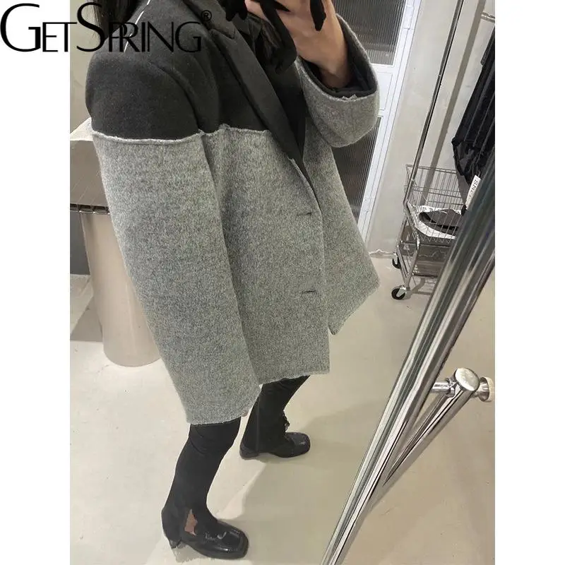 

Getspring, Женский блейзер, подходящие цвета, шерстяные блейзеры и куртки, винтажные модные Универсальные блейзеры для женщин, официальные