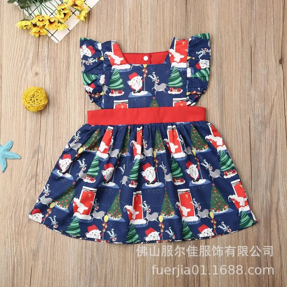 

Summer 2020 Girls Dress Girls Summer Cute Dress O Neck Print Christmas Style Cute Dress Vestidos 1T-5T