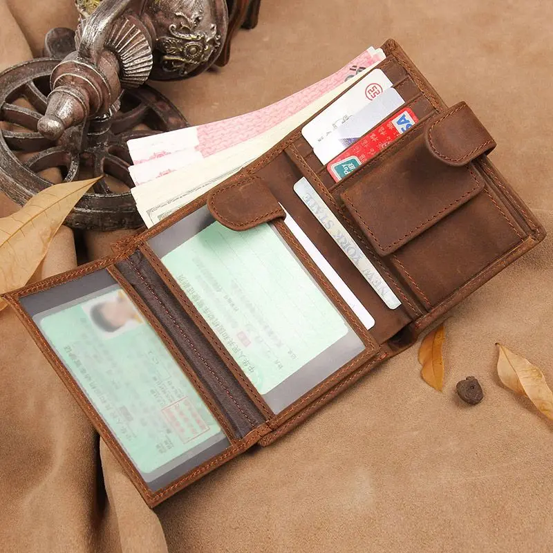 

Multifunctional Genuine Leather Men's Wallet FRID Anti-theft Awipe Wallet Men Vintage Holiday Gift carteira masculina