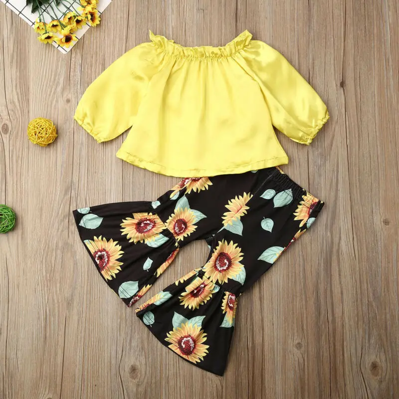 2020 Топы с открытыми плечами для новорожденных и маленьких девочек желтые