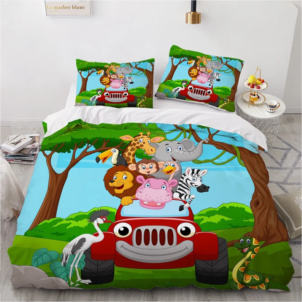 

Роскошный комплект постельного белья с 3D рисунком, пододеяльник, комплект, одеяло, Королевский двуспальный, одноразмерный розовый мультяшн...