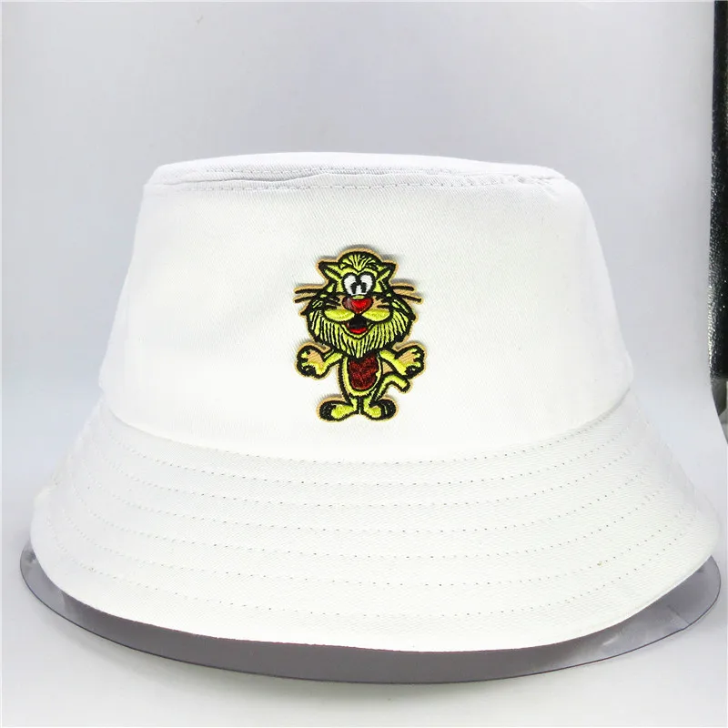 Хлопковая шляпа ведро с вышивкой льва из мультфильма рыбак уличная