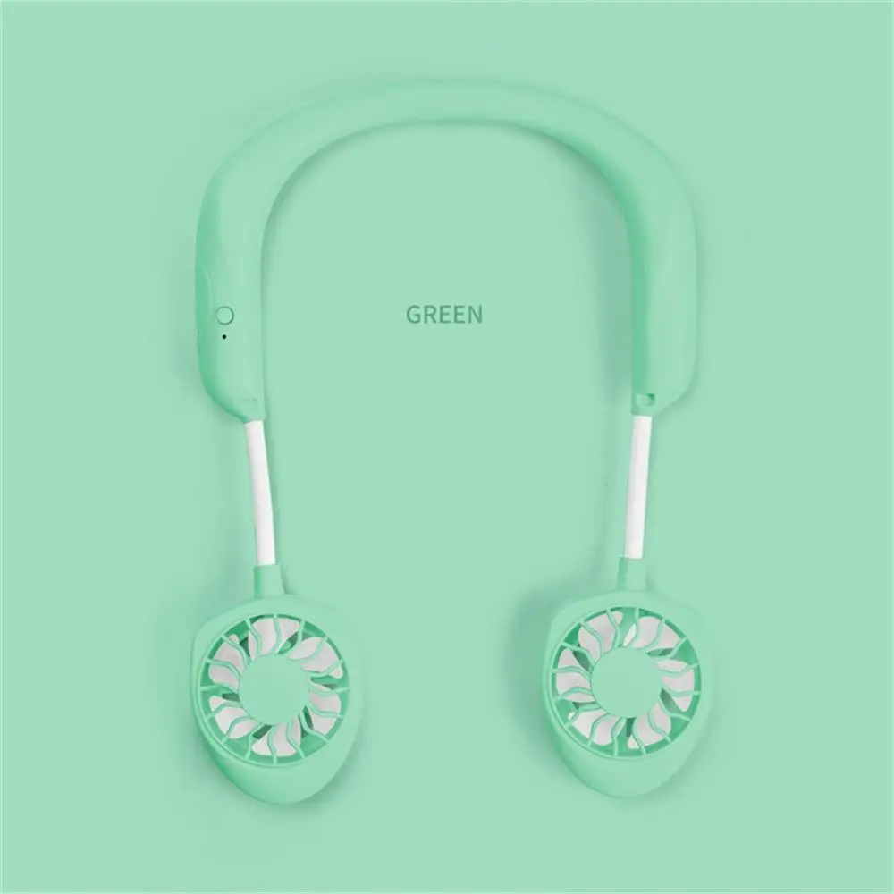 Green Мини портативный вентилятор USB 1200 мАч перезаряжаемый шейный ремешок ленивый шейный подвесной стиль двойные Охлаждающие вентиляторы гаджет Inteligente# GT10 - Цвет: Green