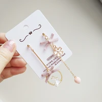 womens jewelry 2021 new korean fashion flower bunny womens stud earrings clip on small fresh asymmetrical earrings jewelry acc