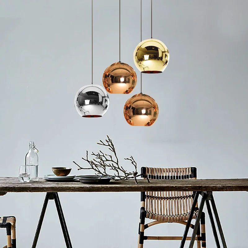 

Simple Modern Round Personality Space Glass Electroplating Ball Chandelier Lamp Restaurant Bar Shopping Mall Bar Lights