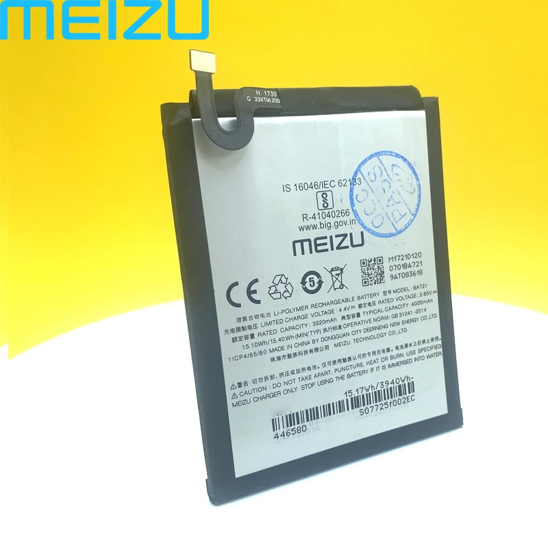 Аккумулятор Meizu BA721 для телефона Note 6 M6 M721H M721L 100% оригинальный аккумулятор 4000 мАч с