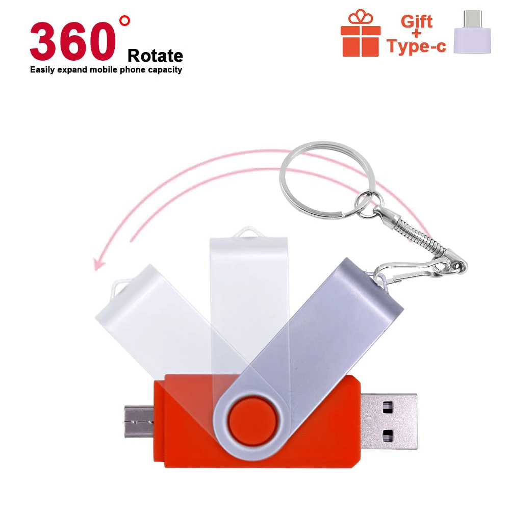 Вращающийся Смарт флеш накопитель USB OTG 2 0 64 ГБ 32 16 8 4 Гб флешка карта памяти Android