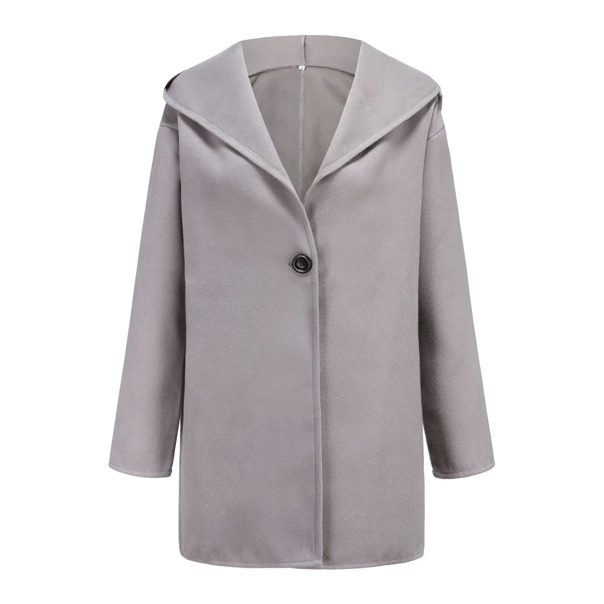 

Winter Wool Blend Coat Women 2020 Fashion Shawl Collar Open Stitch Loose Coat Female Casual Solid Pocket Coat Jacket Office Lady