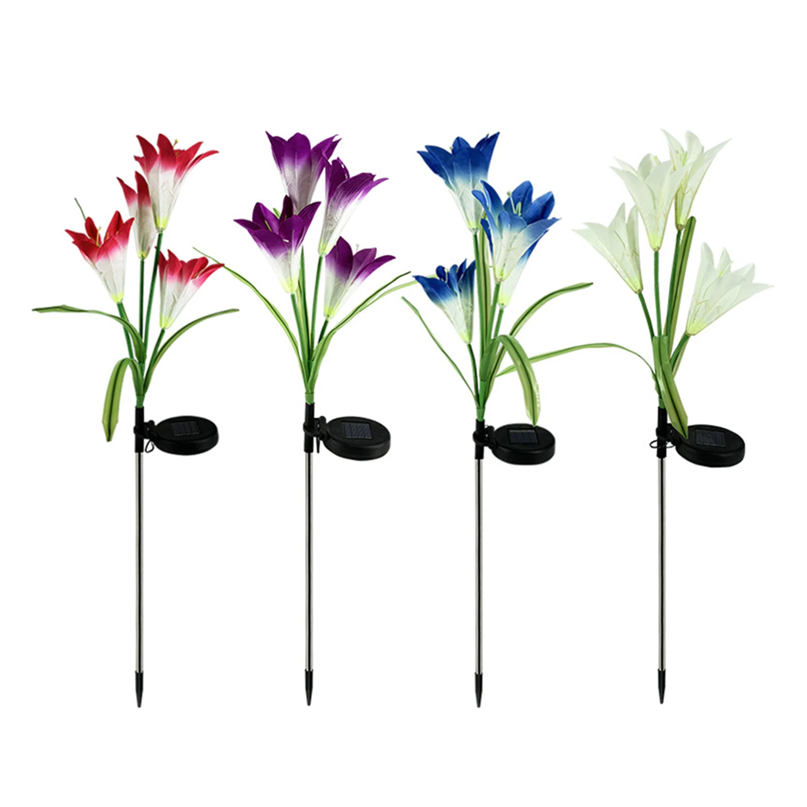 

4 шт. искусственные перезаряжаемые уличные садовые украшения для дома, патио, вечевечерние НКИ, цветок лилии светильник для парка с питанием...