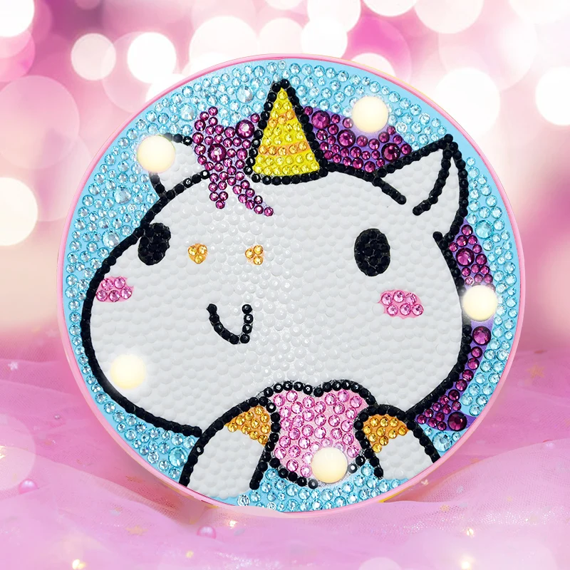 

2020 new 5D DIY diamond painting cute horse LED lights night light children's bedroom decorative embroidery lamp