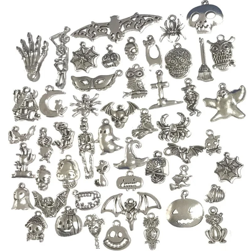 50 шт./компл. талисманы на Хэллоуин летучая мышь Тыква фонарь паук ведьма подвеска