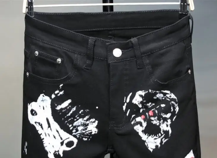 Printing jeans men's Джинсы 2021 autumn and winter new 3D three-dimensional stretch digital youth men's black tights